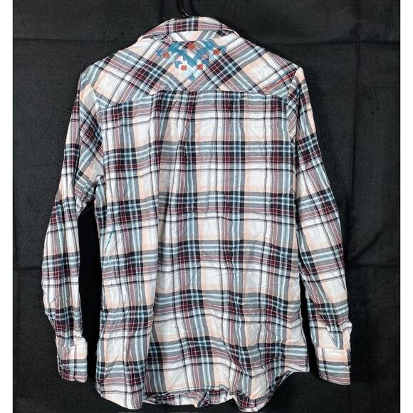 Ariat Womens Shirt Multicolored Plaid Button Up Long Sleeve Cotton Blend Large - Picture 9 of 11